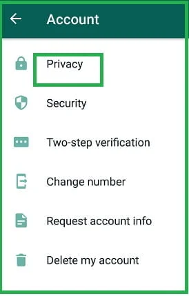 select privacy option in whatsapp