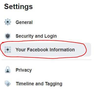 click your facebook information