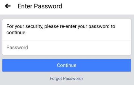 enter password to delete facebook
